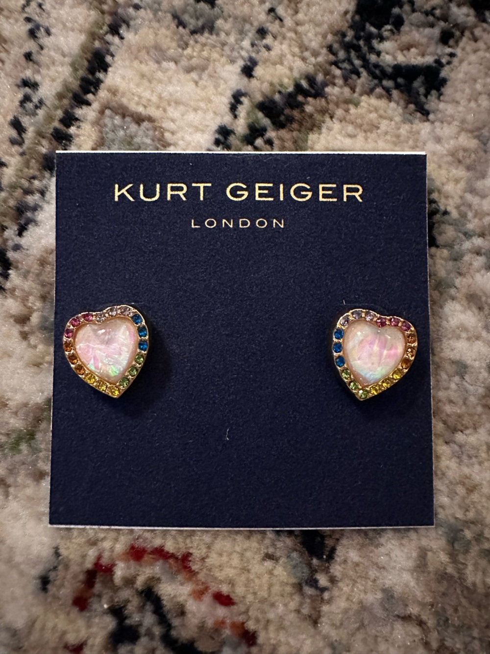 Kurt Geiger Gold Heart Stud Earrings
